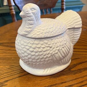 White Ceramic Turkey Covered Dish